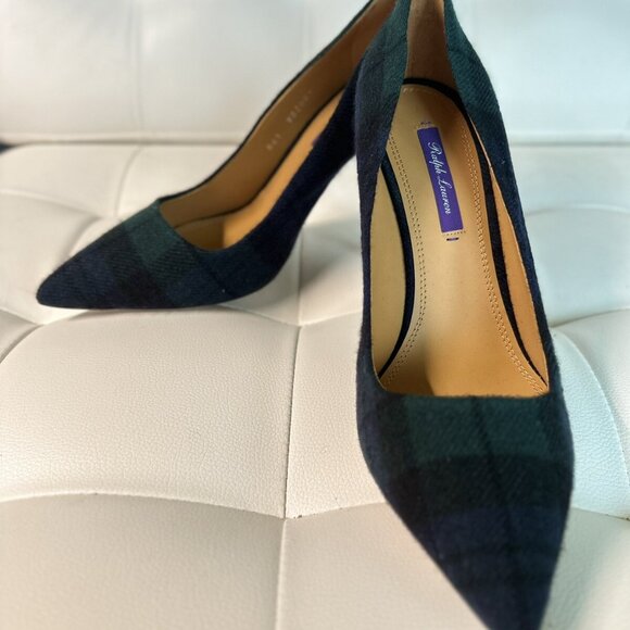 NWB Ralph Lauren Collection Women’s Celia Black MU Watch Tartan Pumps - Picture 4 of 5